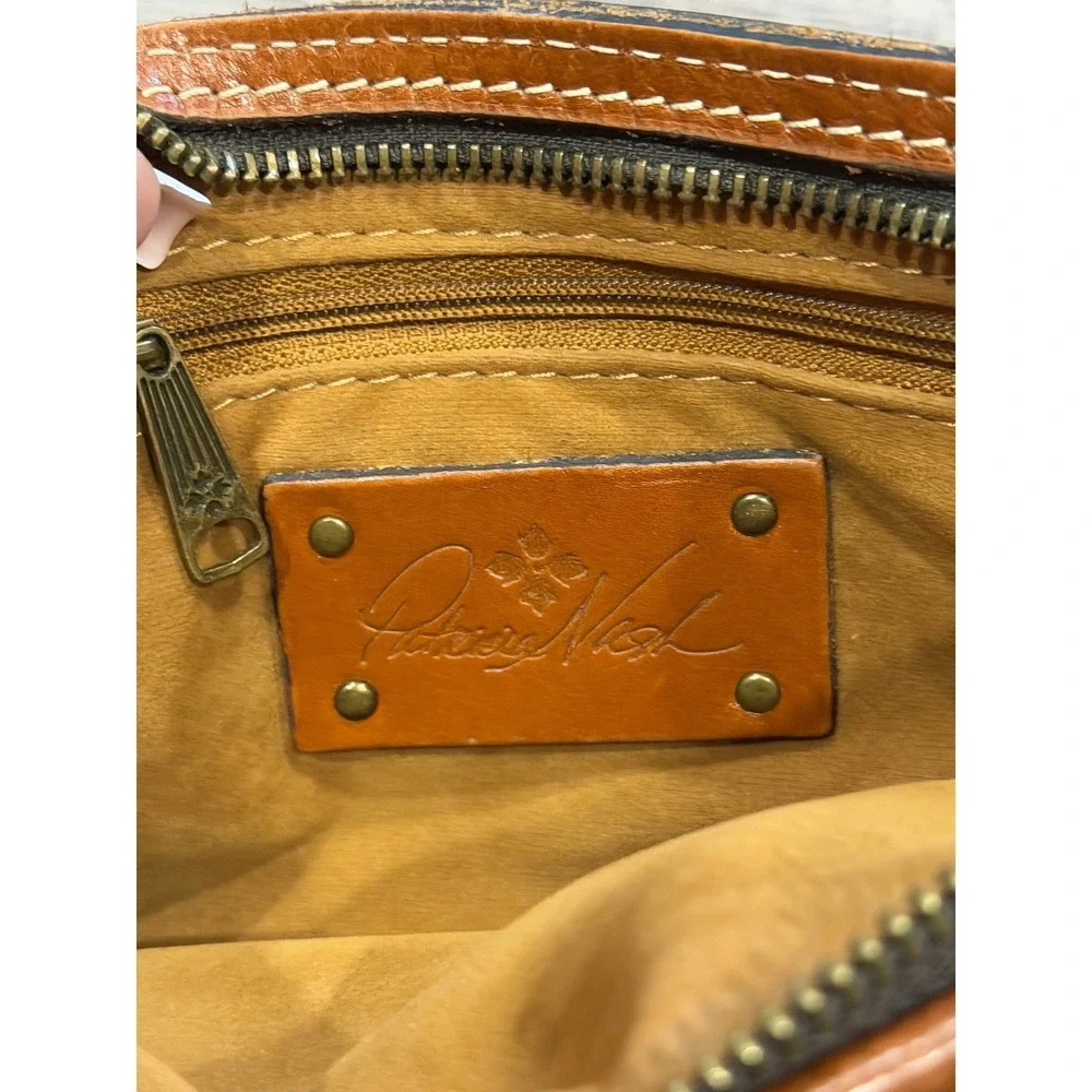 Patricia Nash Tan Leather Triple Compartment Crossbody Bag Small Camera Bag